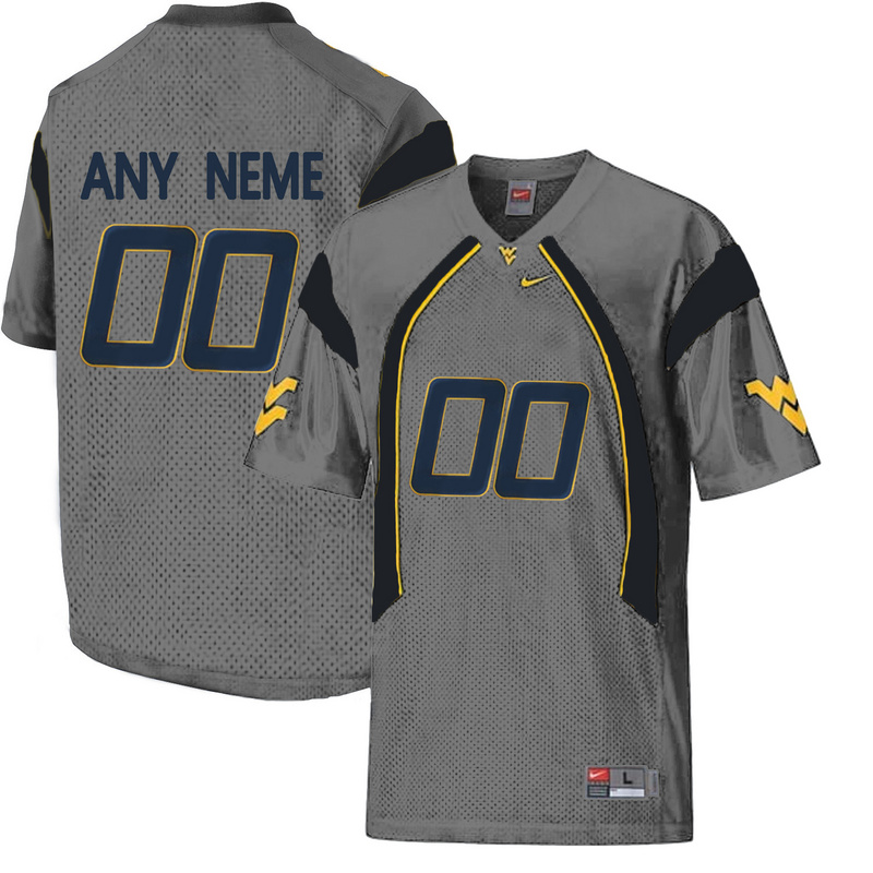 West Virginia Mountaineers Customized College Football Mesh Jersey  Grey->customized ncaa jersey->Custom Jersey